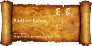 Radler Bence névjegykártya